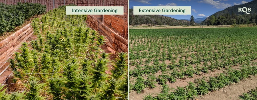 Two images: Left shows a shovel in soil, and right shows hands holding a clump of soil, highlighting gardening practices.